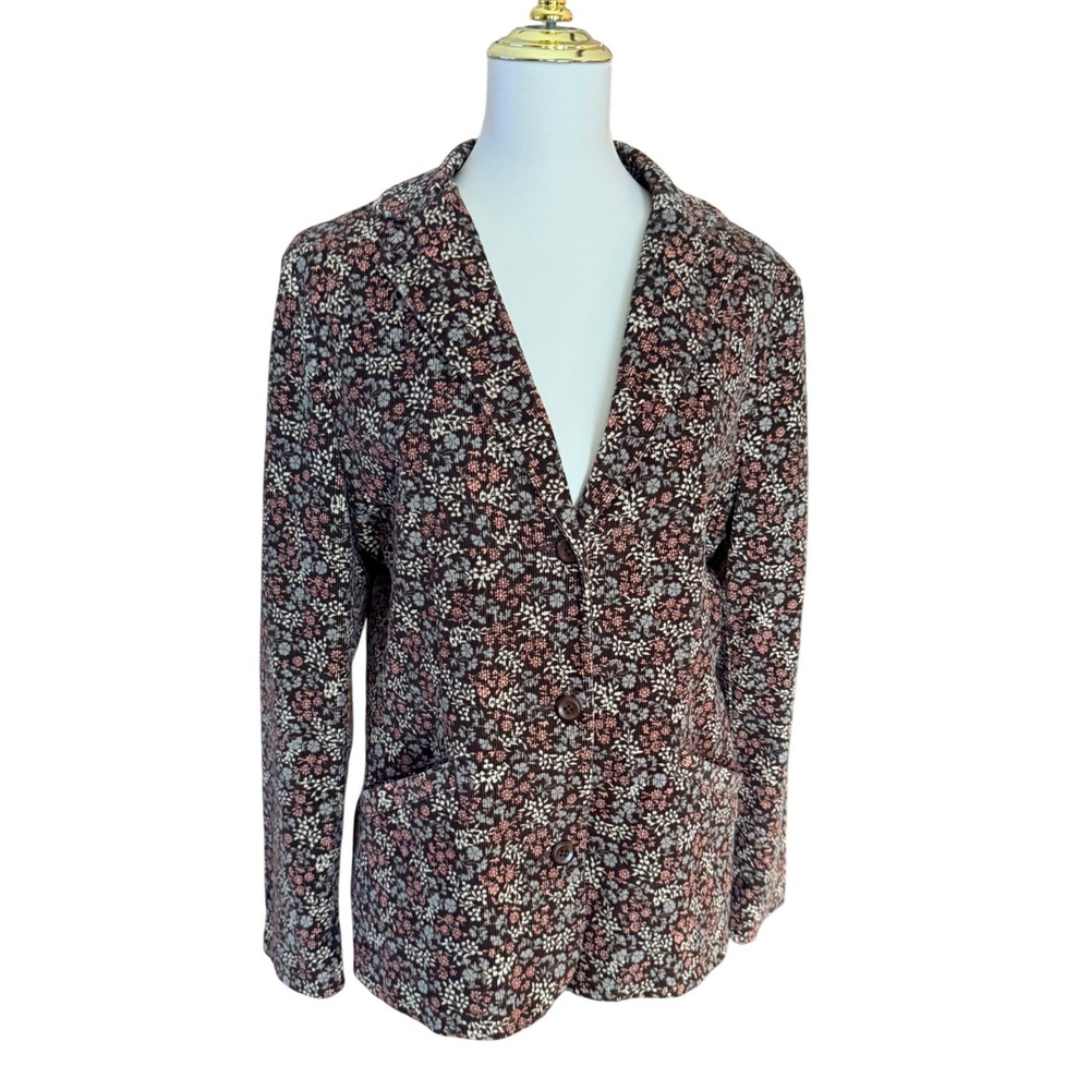 Vintage L.L.Bean Floral Blazer Jacket Womens Button Front Cottagecore Size M 10